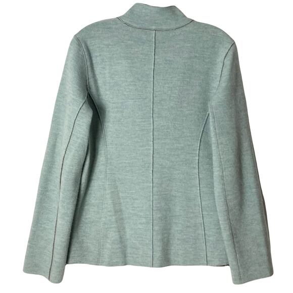 NWOT EILEEN FISHER Jacket Women M Blue Felted-Merino-Wool Raw-Hem Pocket 3-Btn - Picture 3 of 6